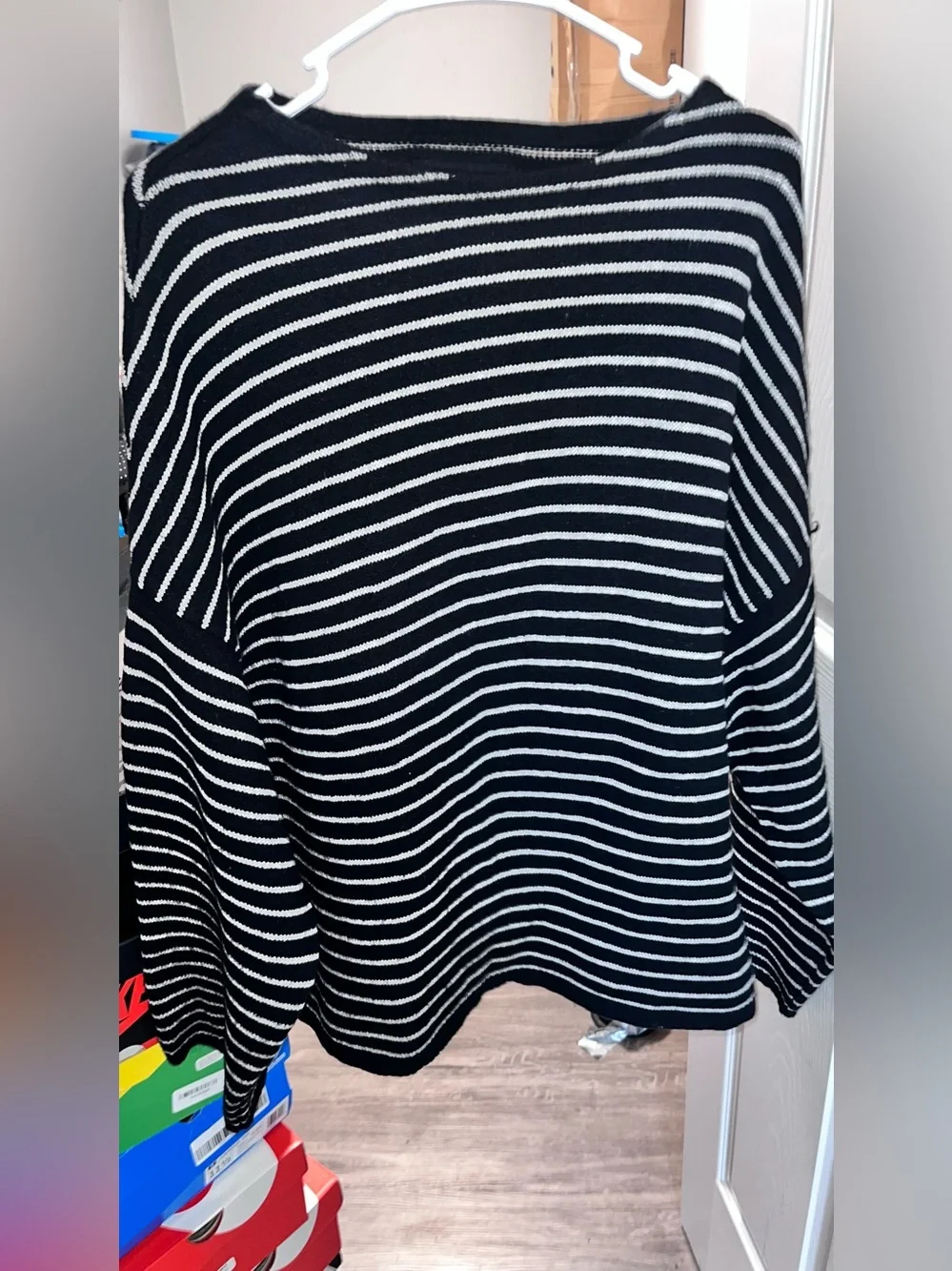 Classic Navy and White Striped oversized unisex lrg all saints boxy fit Sweater